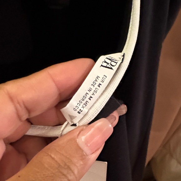 Zara Black Strapless Dress with White Trim - Picture 2 of 4